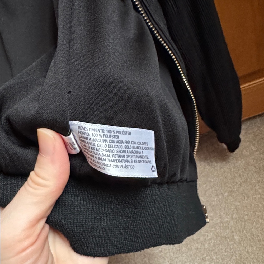 Black Ribbed Bomber Jacket - Picture 3 of 3